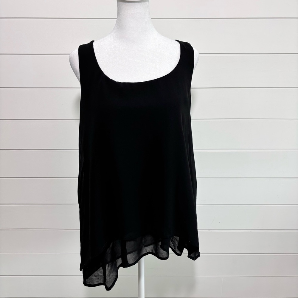 WHITE‎ HOUSE BLACK MARKET Women's Tank Top High Low Hem Black Size M